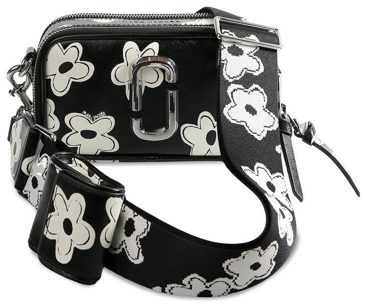 Marc Jacobs The Snapshot Daisy Leather Bag BlackWhite