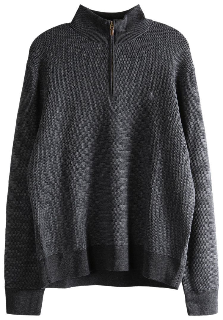 Polo Ralph Lauren Long Sleeve Textured Zip Mockneck Sweater Charcoal Combo