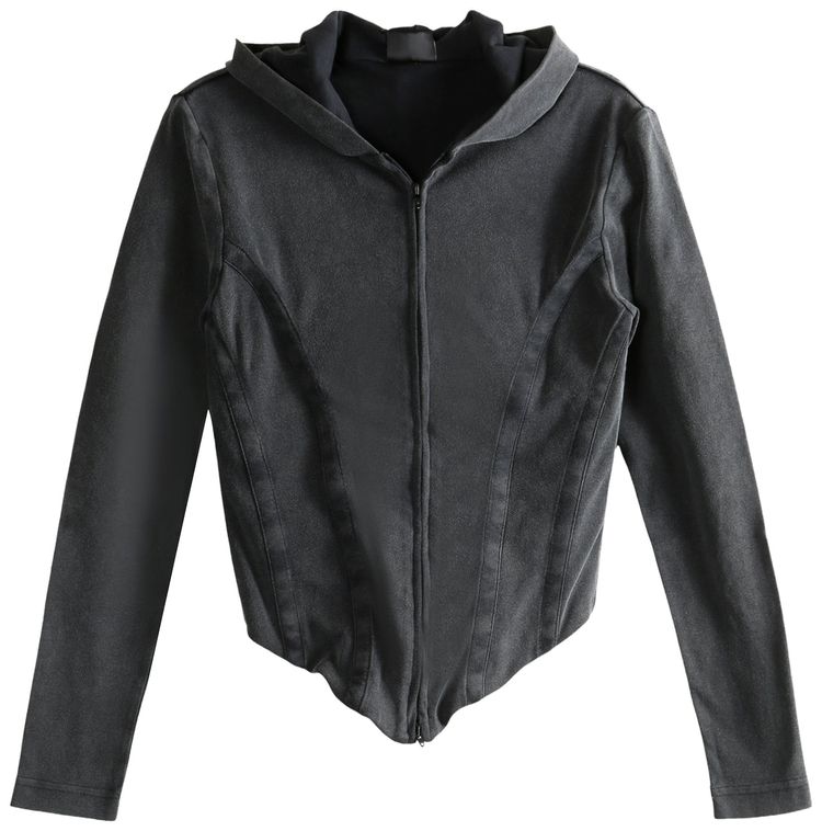 Balenciaga Corseted Zip Up Hoodie Washed Black