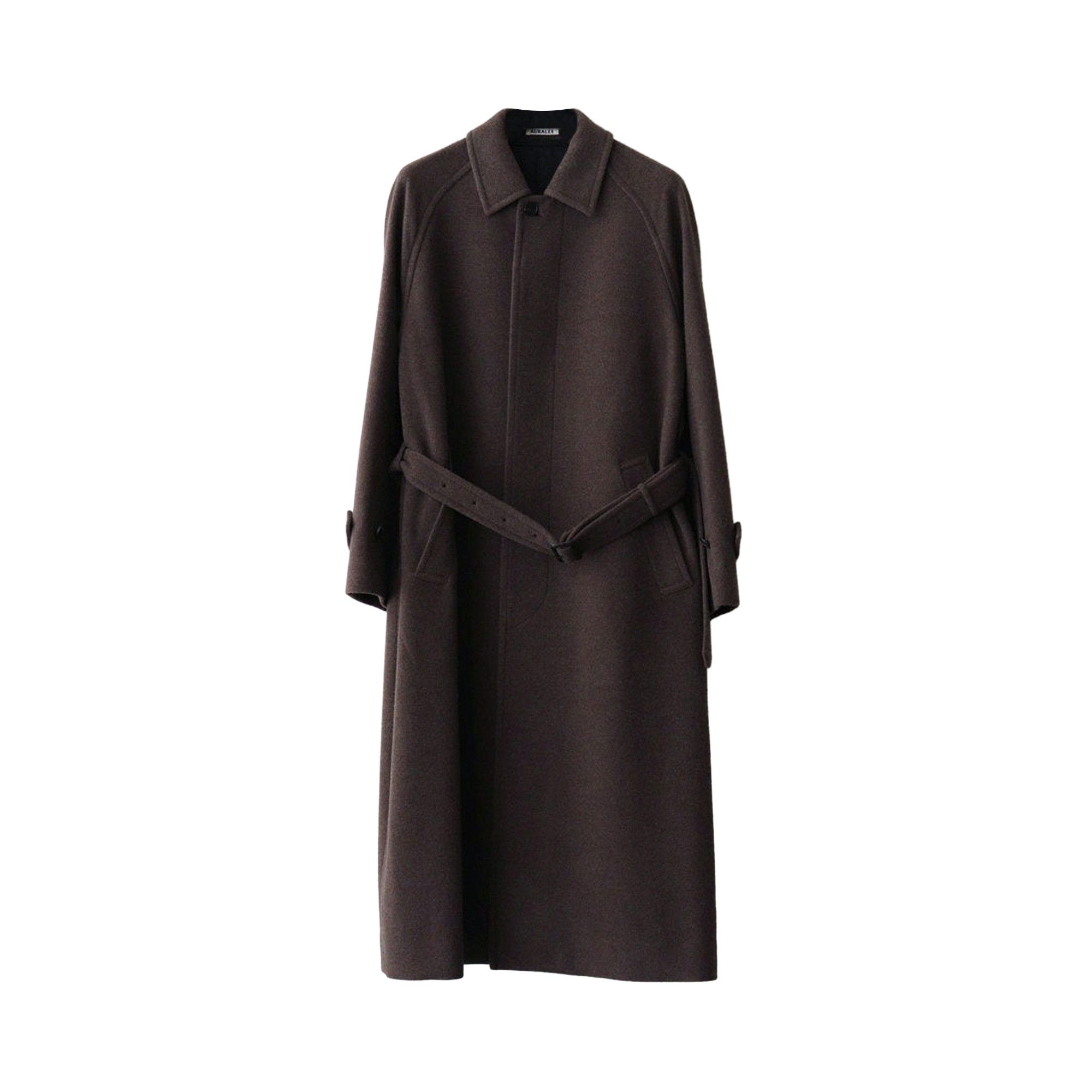 Buy Auralee Super Fine Wool Mosser Soutien Collar Coat 'Top Brown