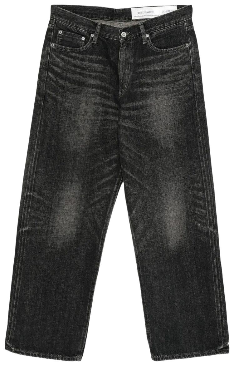 Neighborhood Washed Denim Wide Pants Black