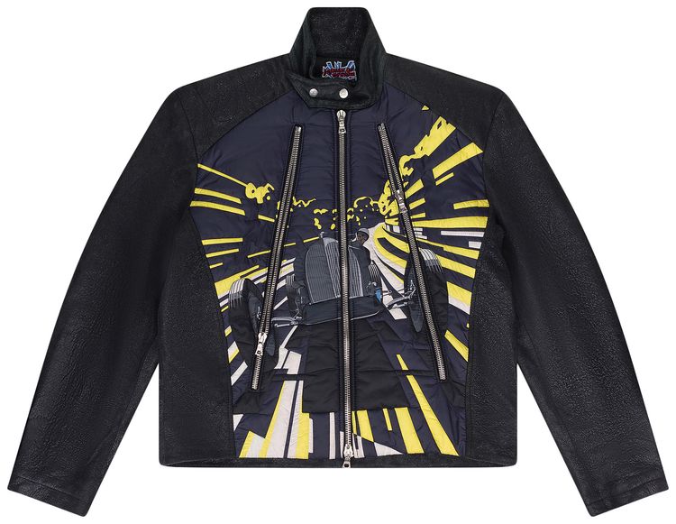 HOUSE OF ERRORS Leather Racing Jacket Black