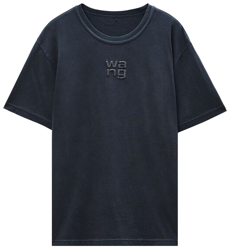 Alexander Wang Short Sleeve Tee with Hotfix Logo Washed Black