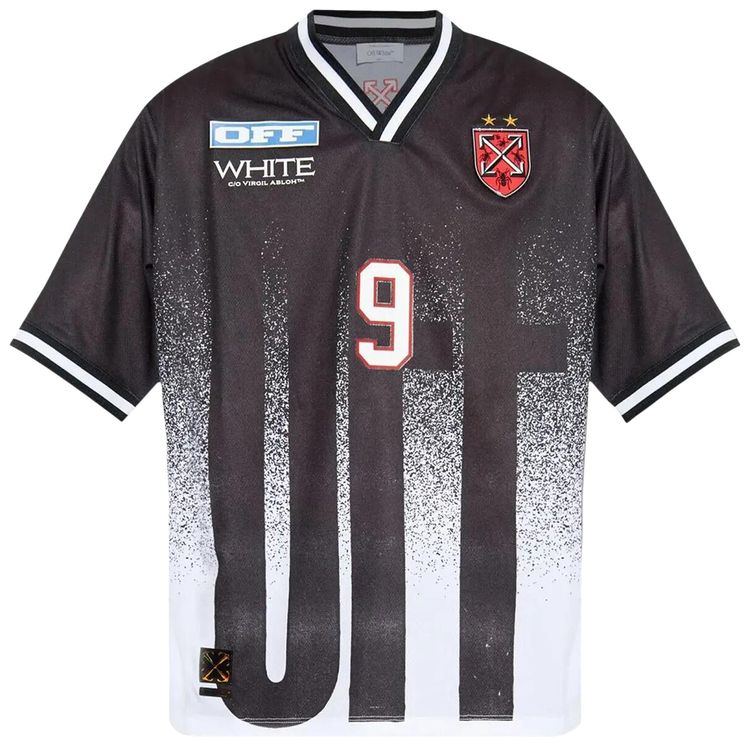 Off White Big Off Gradient Soccer Short Sleeve T Shirt BlackWhite