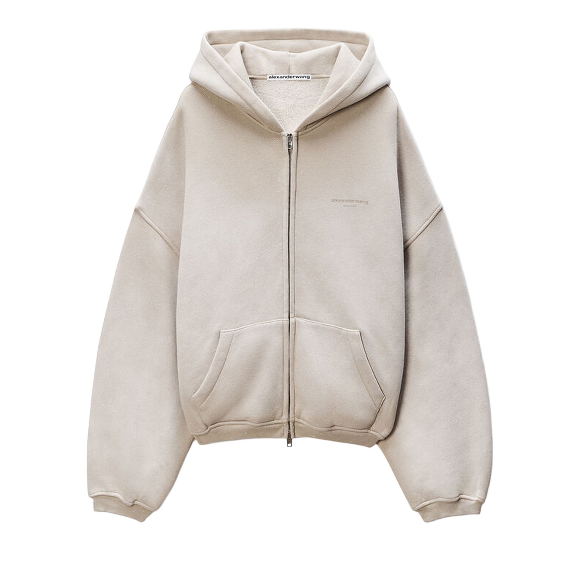 【ALEXANDER WANG】REVERSIBLE HOODIE S Black Reversible Track Jacket in WHITE/BLACK | alexanderwang®