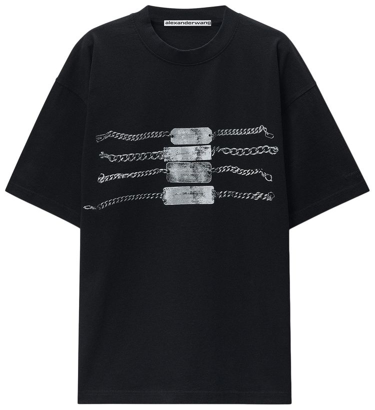 Alexander Wang Short Sleeve Tee with Chain Graphic Black
