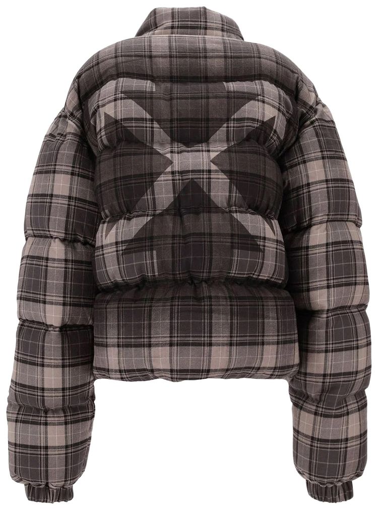 Off White Spray Check Flannel Down Jacket Dark GreyBlack
