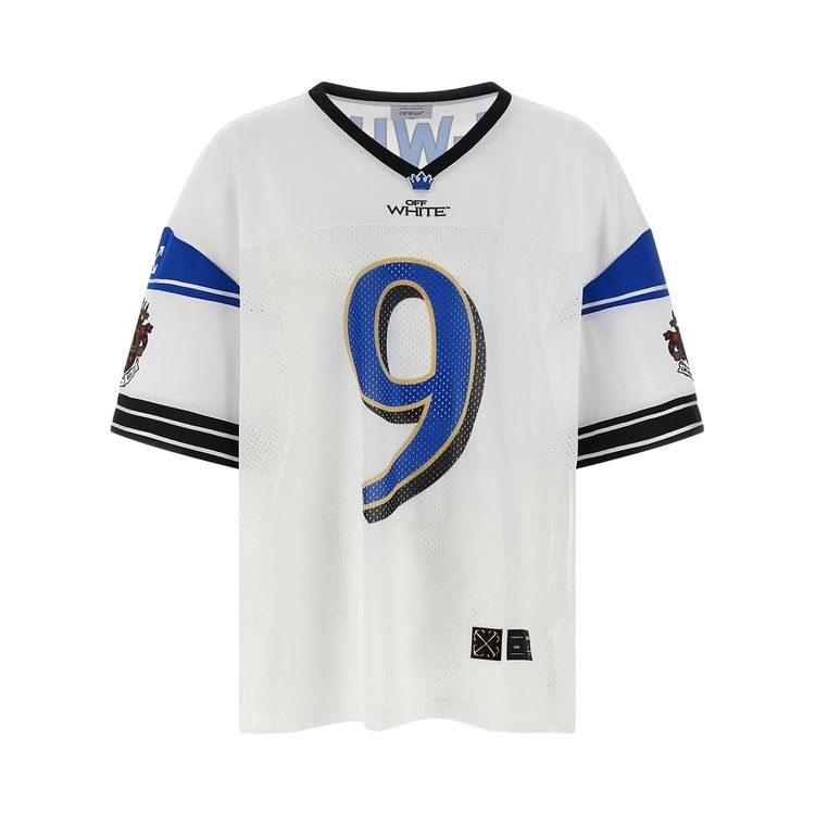 Off White Crown Sublmesh Football T Shirt WhiteBlue