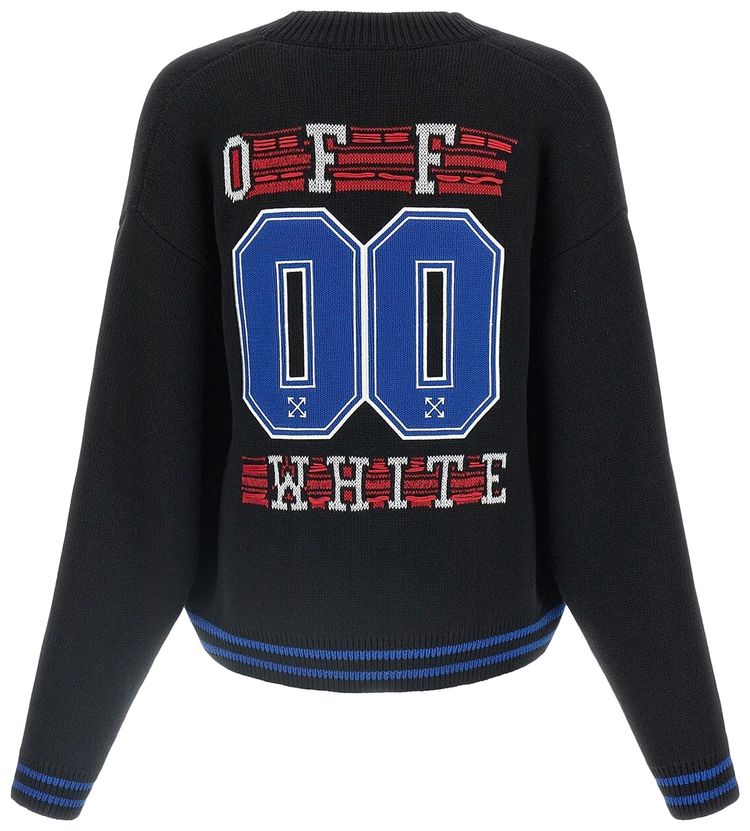 Off White 00 Glide Diagonal Varsity Knit Cardigan BlackWhite