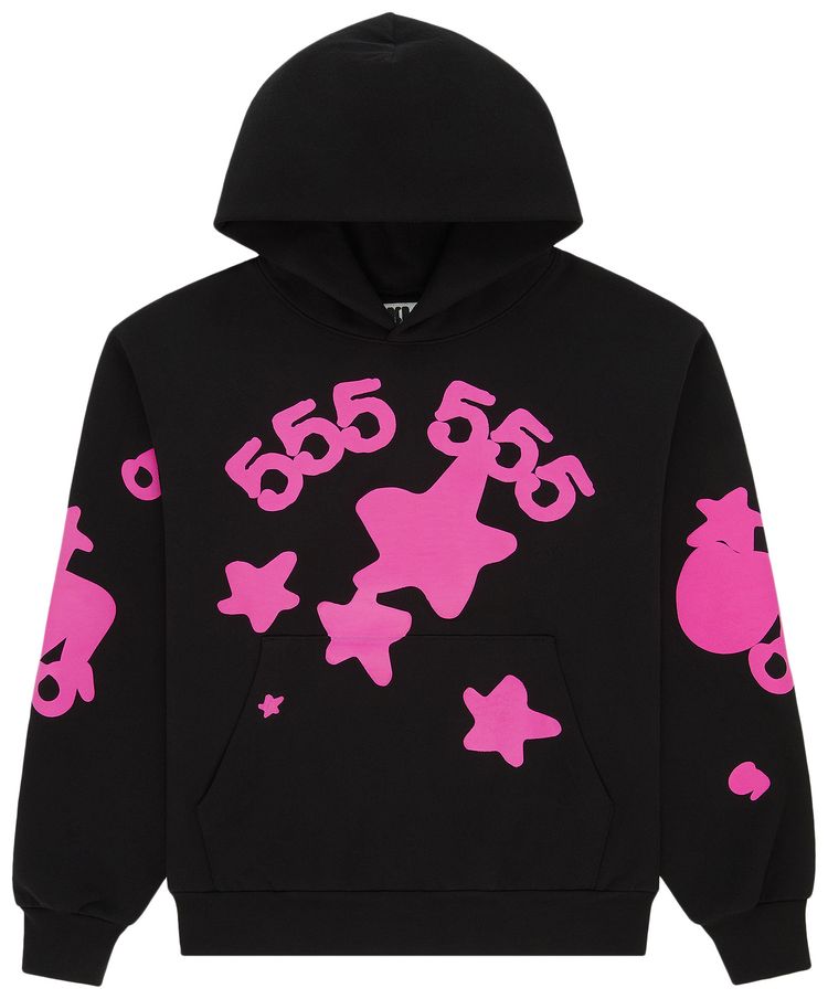 Sp5der Angel Number Beluga Hoodie Black