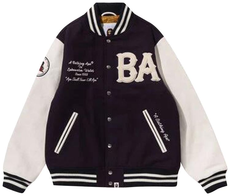 BAPE A Bathing Ape Varsity Jacket Purple