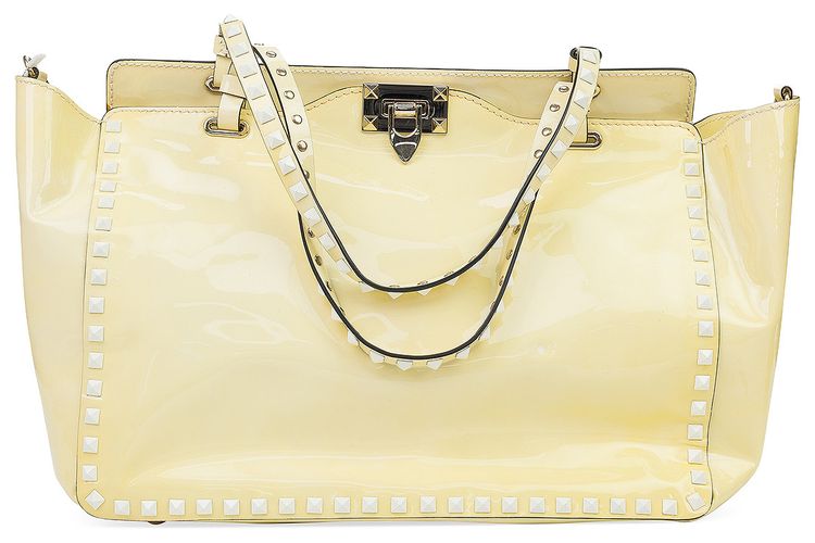 Valentino Rockstud Trapeze Medium Tote Yellow