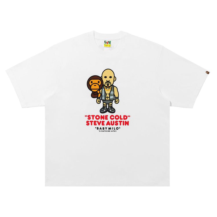 BAPE x WWE Stone Cold Steve Austin Baby Milo Relaxed Fit Tee White