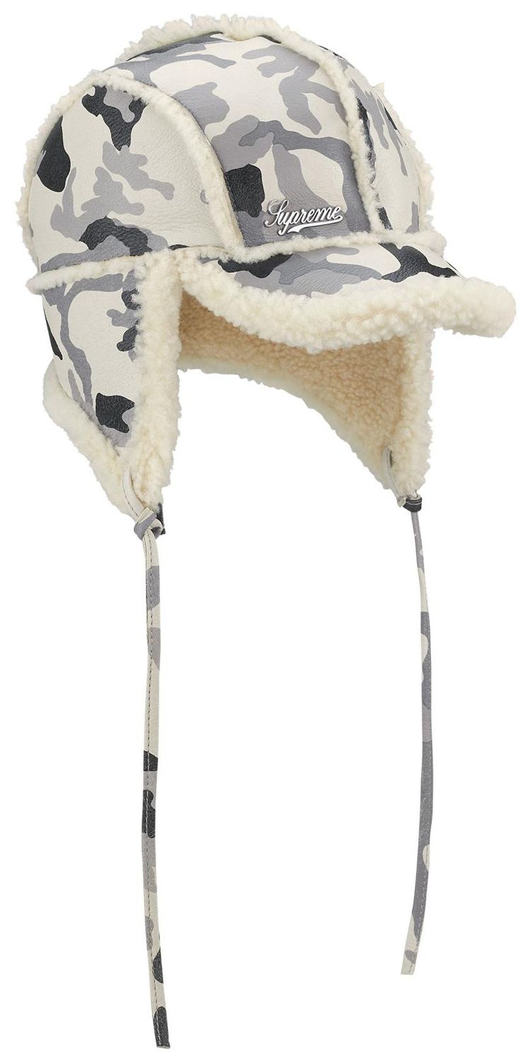 Supreme Shearling Lined Earflap Cap Snow Camo
