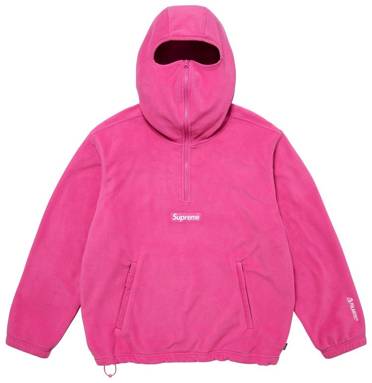 Supreme Polartec Face Mask Half Zip Hooded Sweatshirt Pink