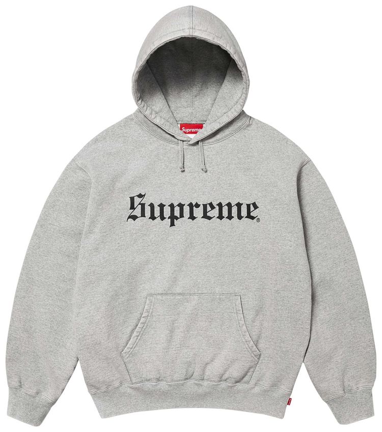 Supreme Washed Old English Hooded Sweatshirt Heather Grey