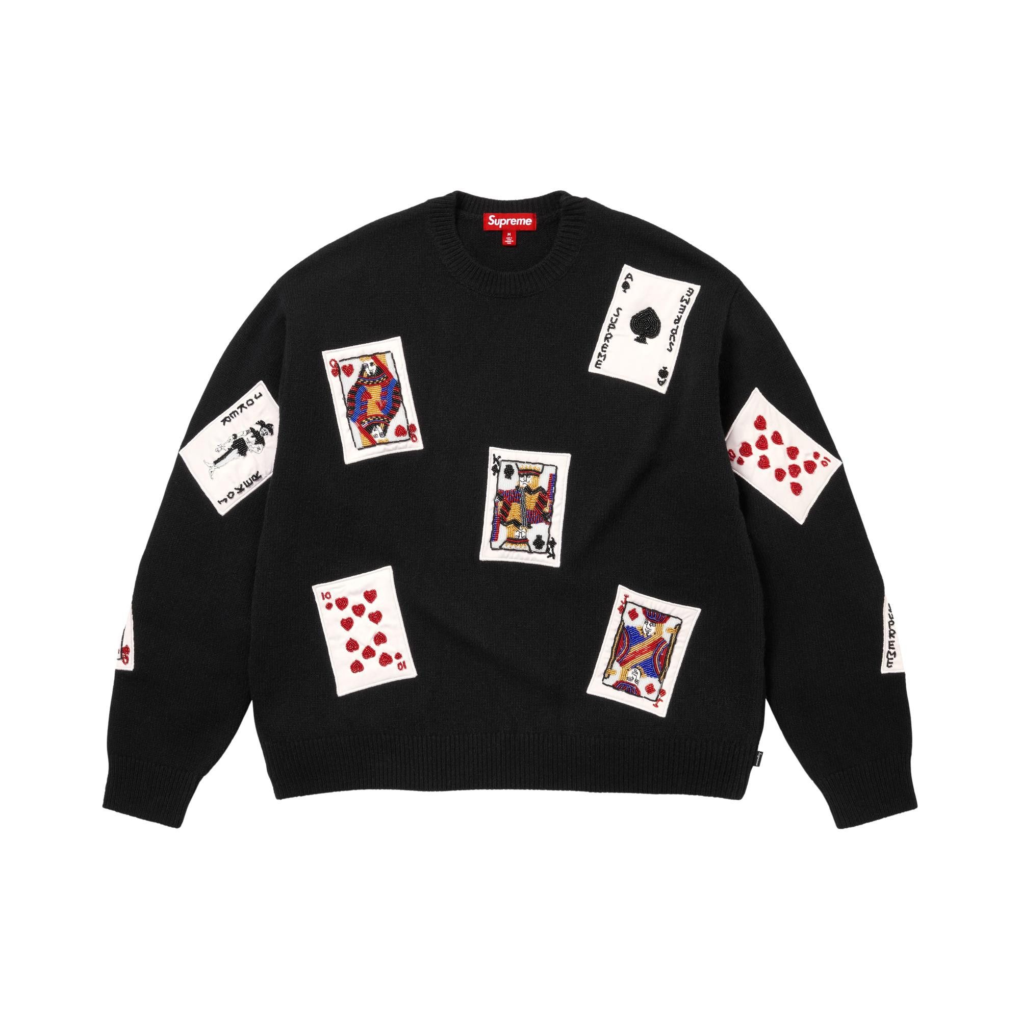 Buy Supreme Beaded Cards Sweater 'Black' - FW25SK56 BLACK | GOAT
