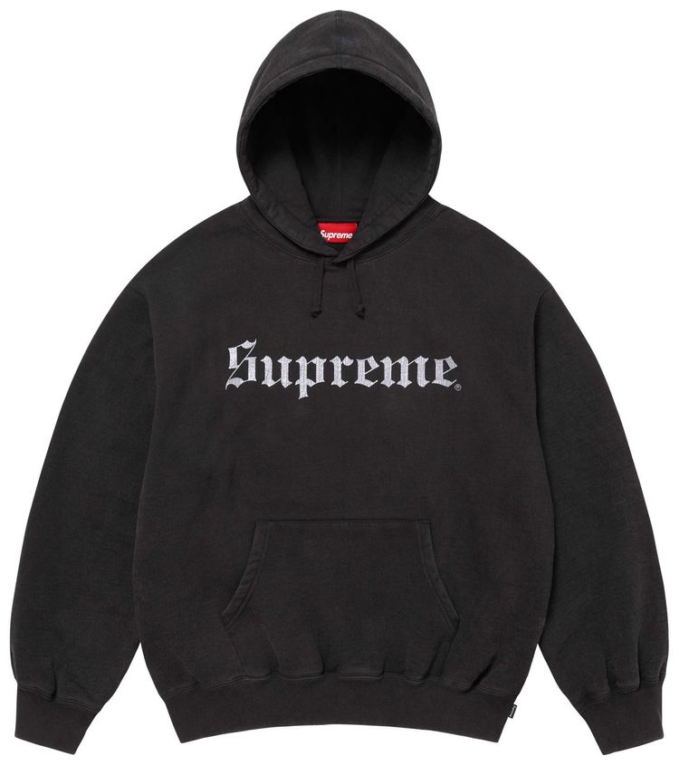 Supreme Washed Old English Hooded Sweatshirt Black