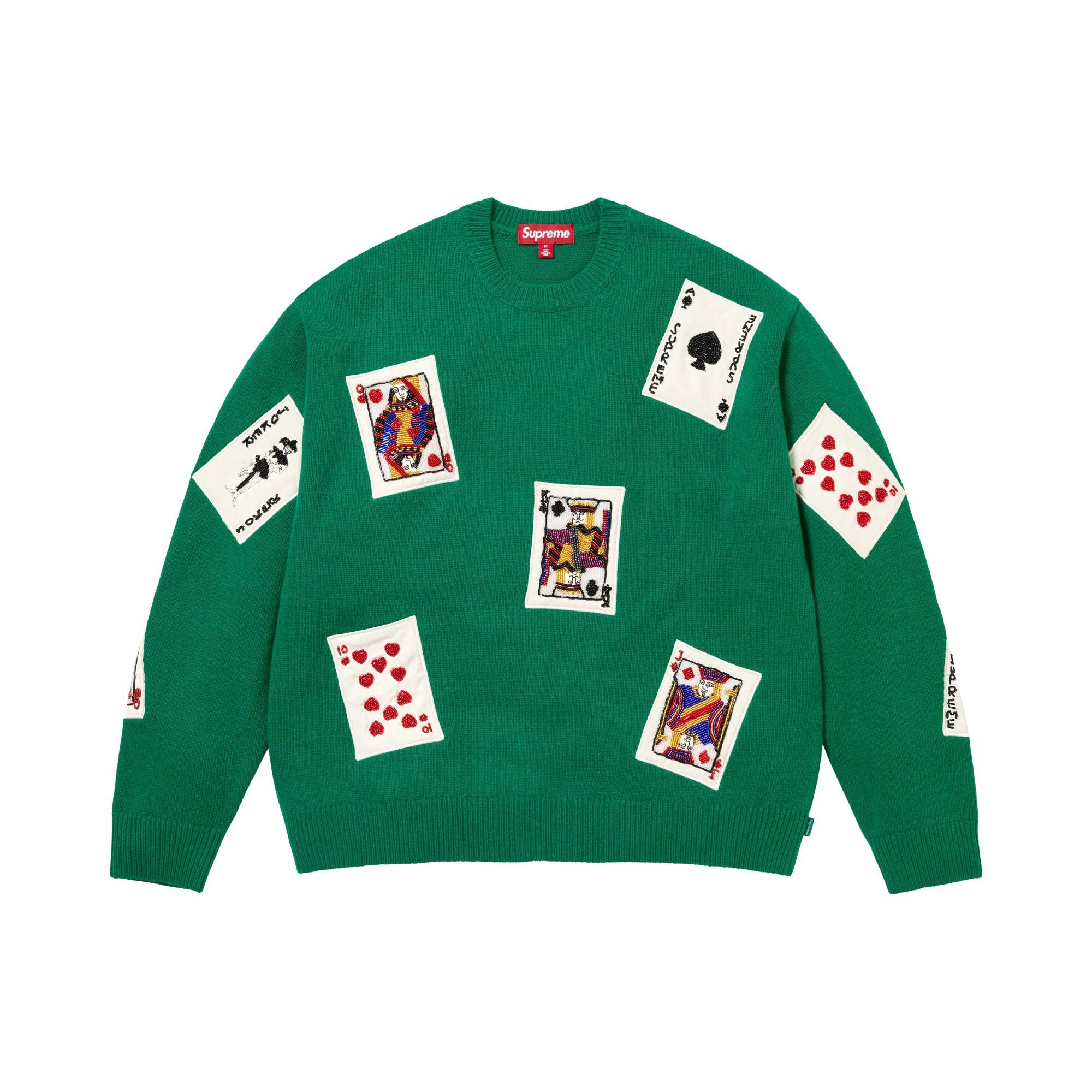 Buy Supreme Beaded Cards Sweater 'Green' - FW25SK56 GREEN | GOAT IT