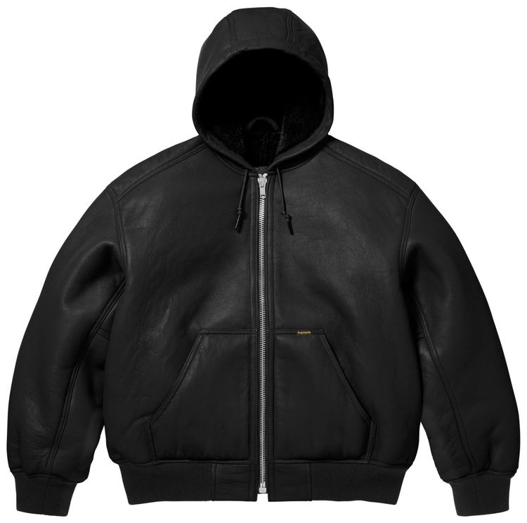 Supreme x Schott Shearling Hooded Work Jacket Black