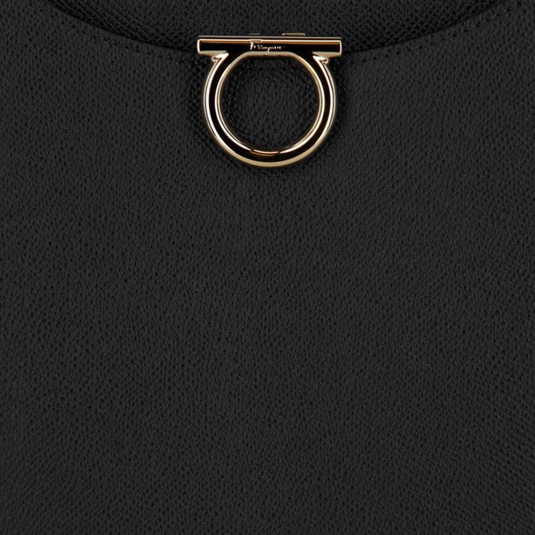 Ferragamo Gemini Leather Shoulder Bag Black