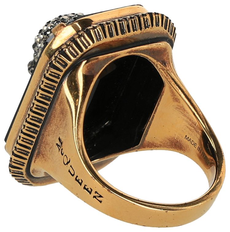 Alexander McQueen Jeweled Skull Ring BlackGold
