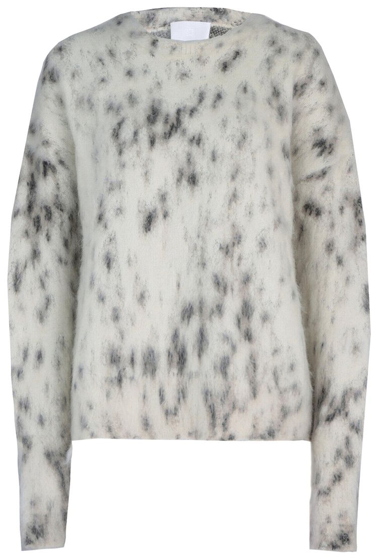 Givenchy Snow Leopard Print Mohair Cropped Sweater BeigeBlack