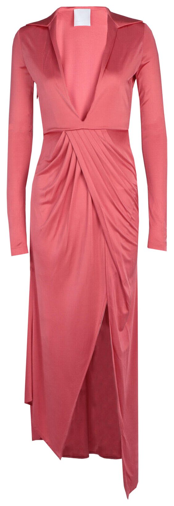 Givenchy Long Sleeve Draped Dress Coral