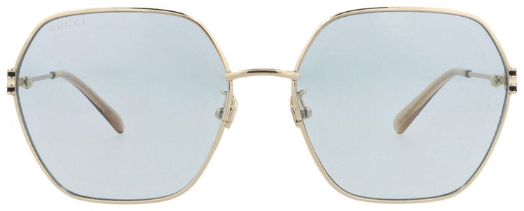 Gucci Square Frame Metal Sunglasses GoldLight Blue