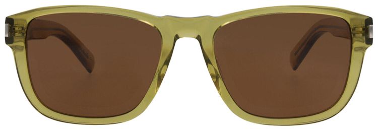 Saint Laurent Square Frame Recycled Acetate Sunglasses GreenBrown