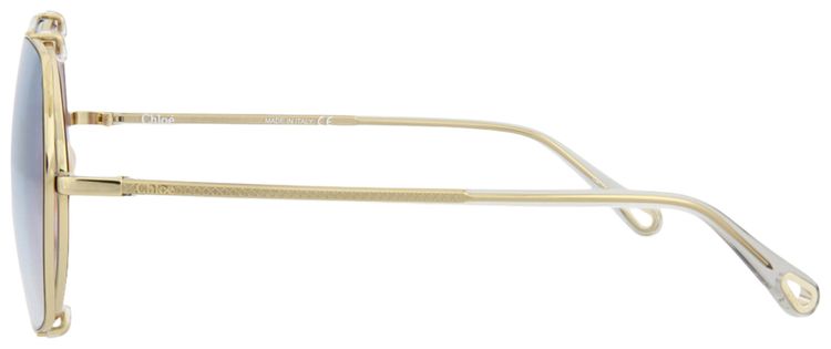 Chloe Square Frame Metal Sunglasses GoldGreyLight Blue