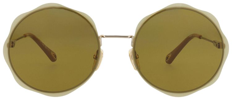 Chloe Round Frame Metal Sunglasses GoldGreen