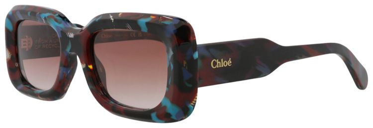 Chloe Square Frame Recycled Acetate Sunglasses HavanaRed