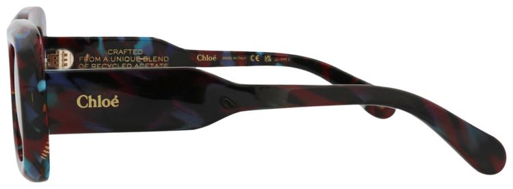 Chloe Square Frame Recycled Acetate Sunglasses HavanaRed