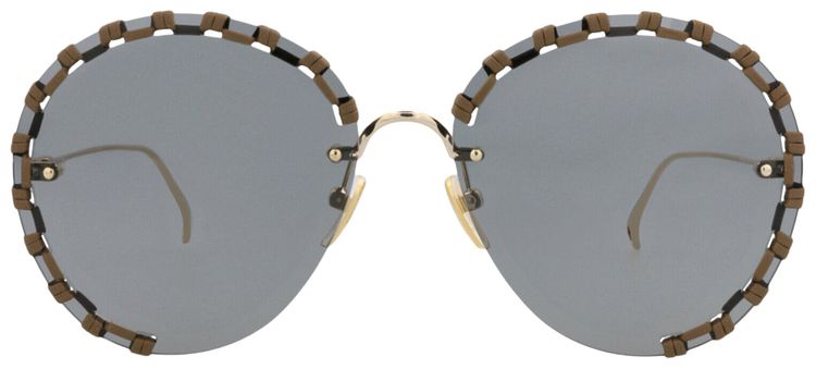 Chloe Round Frame Metal Sunglasses GoldGrey