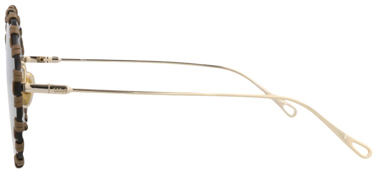 Chloe Round Frame Metal Sunglasses GoldGrey