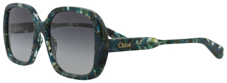 Chloe Square Frame Recycled Acetate Sunglasses GreenGrey