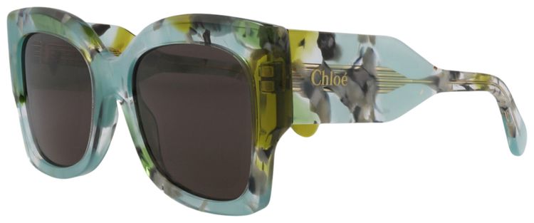 Chloe Square Frame Recycled Acetate Sunglasses GreenGrey