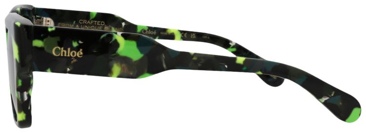 Chloe Square Frame Recycled Acetate Sunglasses GreenGrey