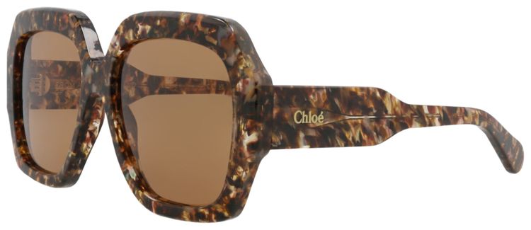 Chloe Square Frame Recycled Acetate Sunglasses HavanaBrown