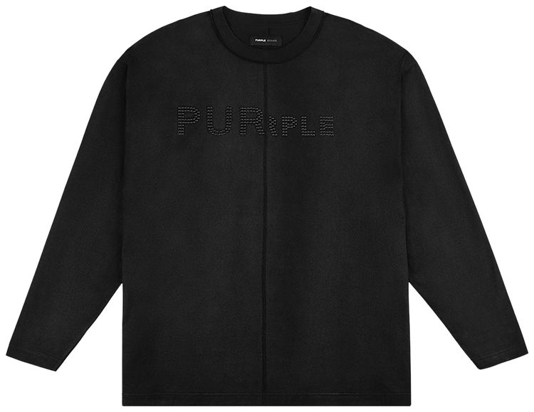 PURPLE BRAND Wordmark Long Sleeve Tee Black Beauty
