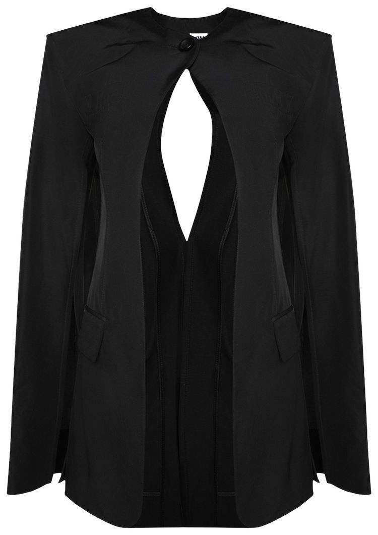 Alexander Wang Collarless Tailored Jacket w Slit Detail Black