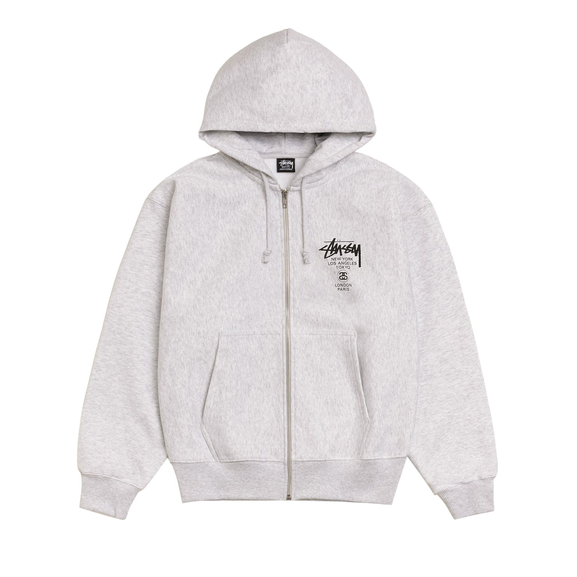 Buy Stussy World Tour Zip Hoodie 'Ash Heather' - 3973962 ASH | GOAT