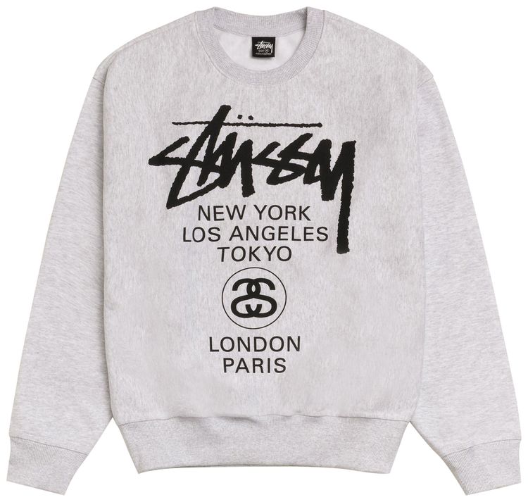 Stussy World Tour Crew Ash Heather