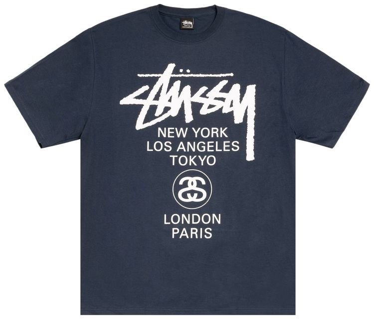 Stussy World Tour Tee Navy