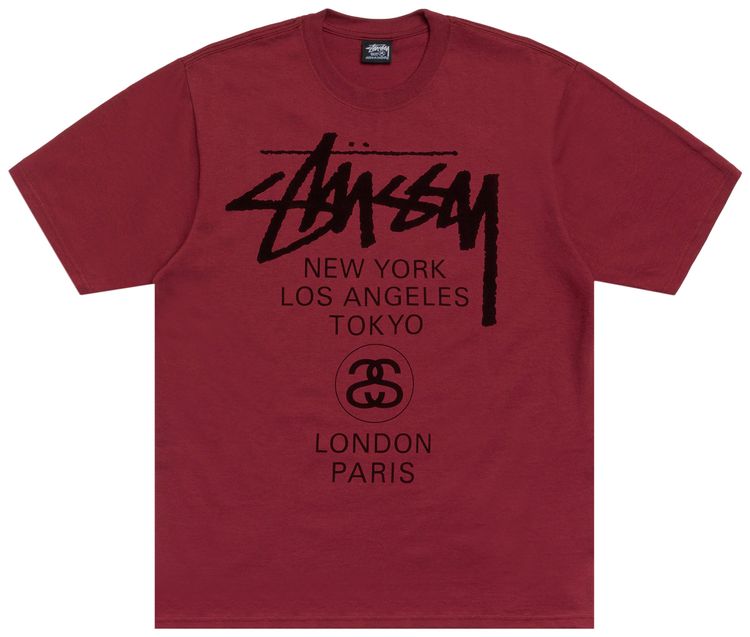 Stussy World Tour Tee Wine