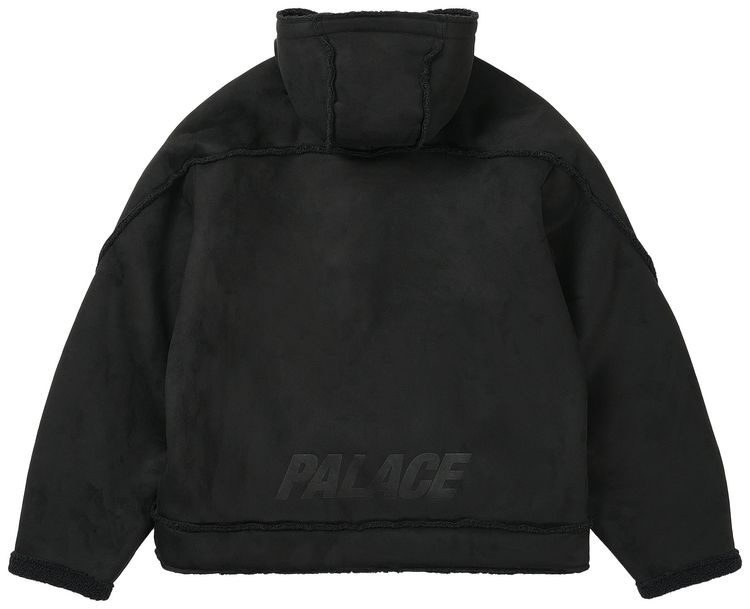 Palace Sherpa Faux Suede Hooded Jacket Black