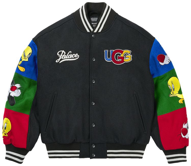 Palace x UGG Looney Tunes Varsity Jacket Black