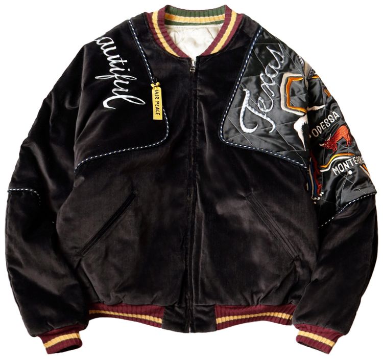 Kapital Velveteen Sham Bomber Jacket Black