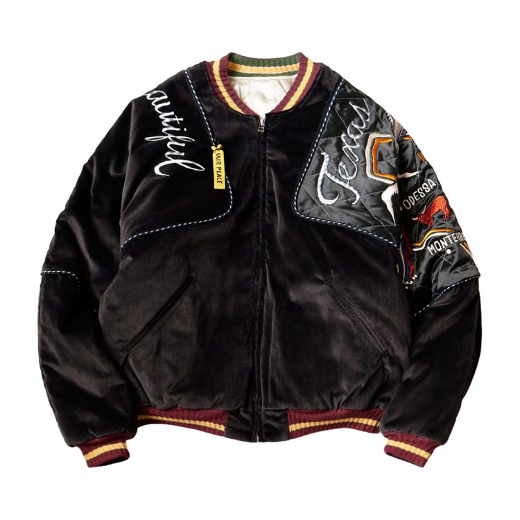Sham Jacket Buy Kapital Velveteen Sham Bomber Jacket 'Black' - K2412LJ141 BLAC | GOAT